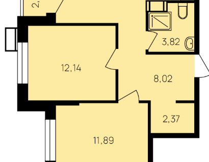 2-к. квартира, 64,2 м²