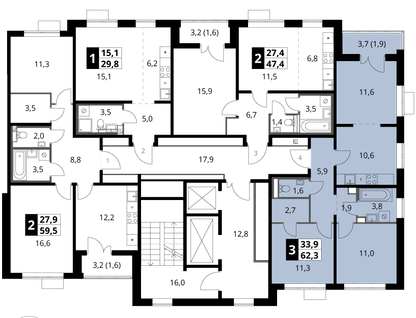 3-к. квартира, 62&nbsp;м²