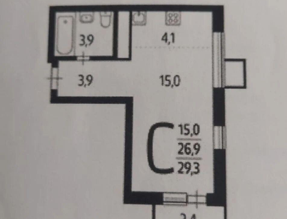 Студия, 29,5 м²