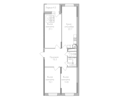 3-к. квартира, 95,8&nbsp;м²