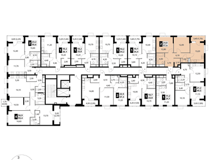 2-к. квартира, 57&nbsp;м²
