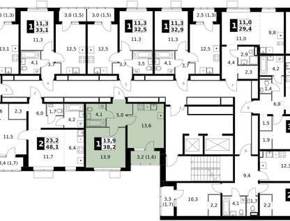 1-к. квартира, 38&nbsp;м²