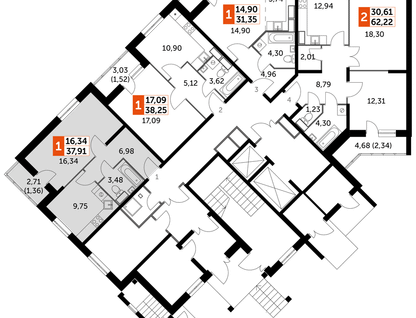 1-к. квартира, 38&nbsp;м²