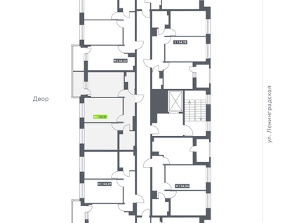 Студия, 54 м²
