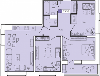 4-к. квартира, 73,4&nbsp;м²