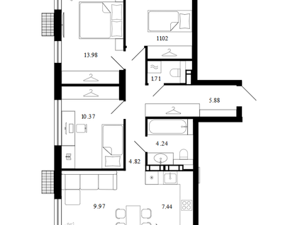 3-к. квартира, 72,8&nbsp;м²