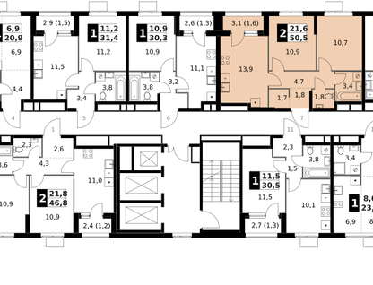 2-к. квартира, 50&nbsp;м²