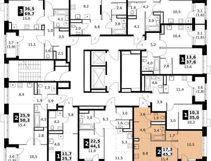 2-к. квартира, 45 м²