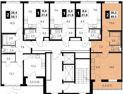 2-к. квартира, 49&nbsp;м²