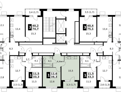 1-к. квартира, 38 м²