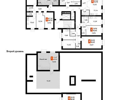 1-к. квартира, 61 м²