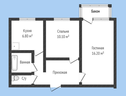 2-к. квартира, 47&nbsp;м²