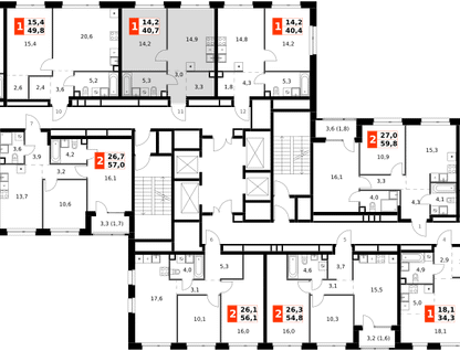 1-к. квартира, 40 м²
