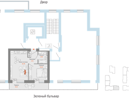 2-к. квартира, 39&nbsp;м²