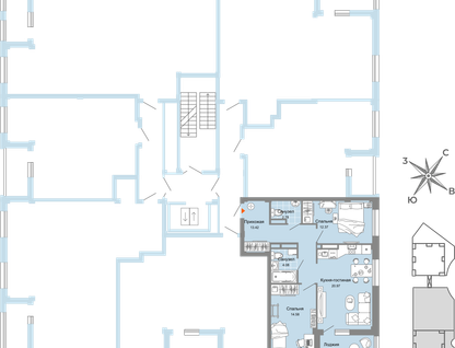 3-к. квартира, 71 м²
