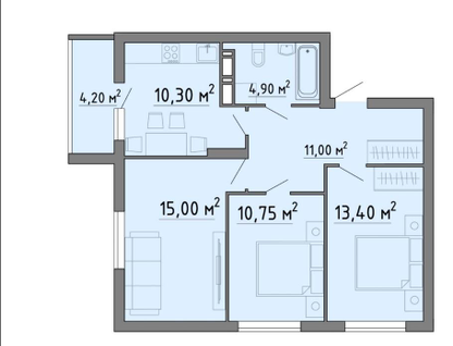 3-к. квартира, 69,5&nbsp;м²