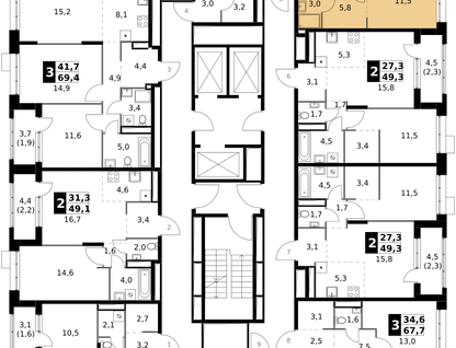 4-к. квартира, 88&nbsp;м²