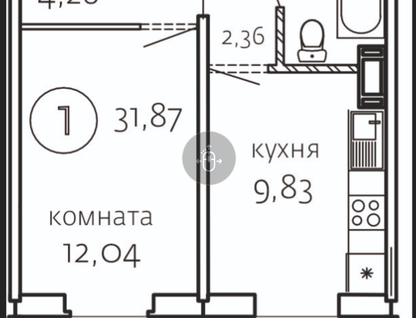 1-к. квартира, 31,9&nbsp;м²