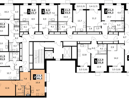 2-к. квартира, 46 м²