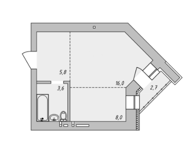 1-к. квартира, 35 м²