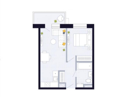 1-к. квартира, 37&nbsp;м²