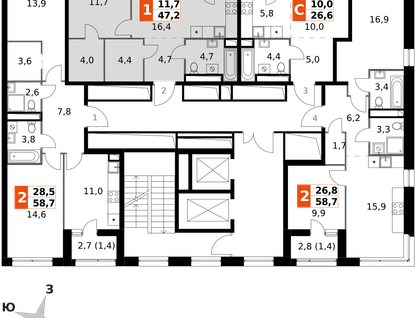 2-к. квартира, 47&nbsp;м²