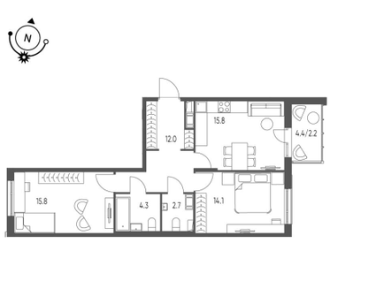 2-к. квартира, 66,9&nbsp;м²