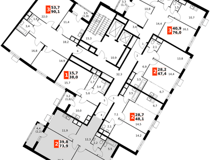 2-к. квартира, 74&nbsp;м²
