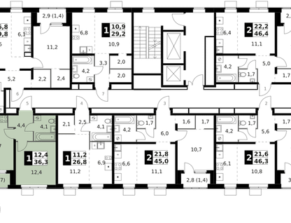 1-к. квартира, 36&nbsp;м²