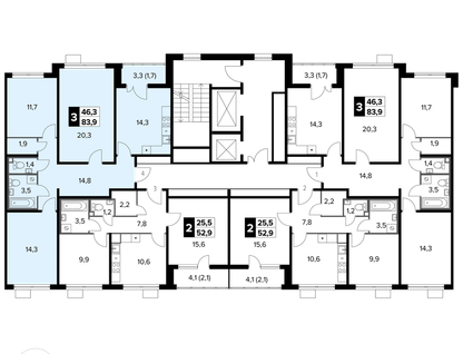 3-к. квартира, 83&nbsp;м²