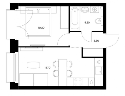 1-к. квартира, 33,6&nbsp;м²