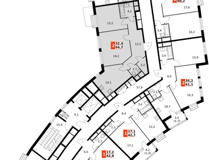 2-к. квартира, 66&nbsp;м²