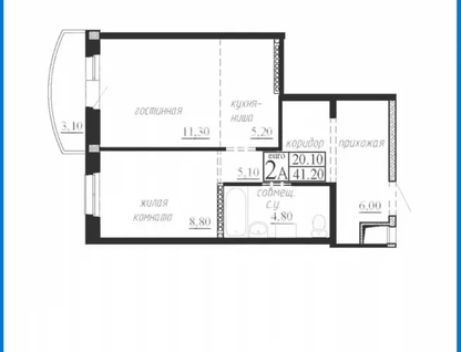 1-к. квартира, 40,7&nbsp;м²