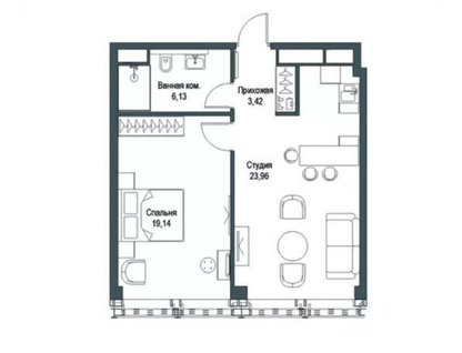 2-к. квартира, 52,6&nbsp;м²