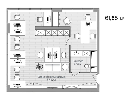 Офис, 61,9 м²