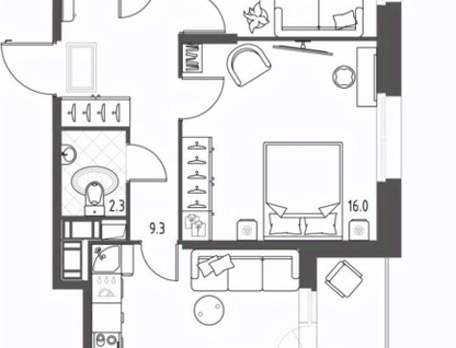 2-к. квартира, 63&nbsp;м²