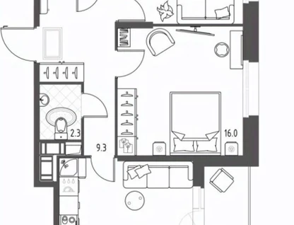 2-к. квартира, 63&nbsp;м²