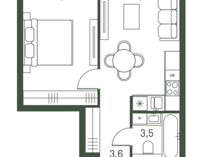 1-к. квартира, 36,5&nbsp;м²