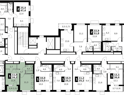 1-к. квартира, 34&nbsp;м²