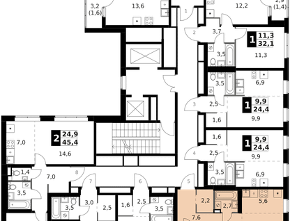 2-к. квартира, 43 м²