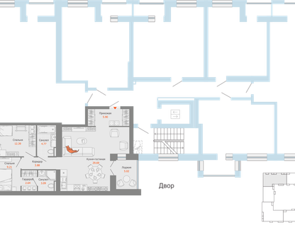 3-к. квартира, 74&nbsp;м²