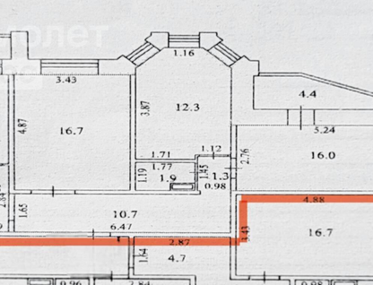 3-комнатная квартира, 76,5&nbsp;м²