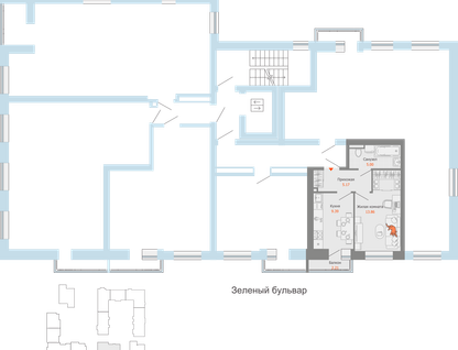 1-к. квартира, 34 м²