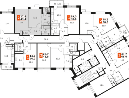 2-к. квартира, 43&nbsp;м²