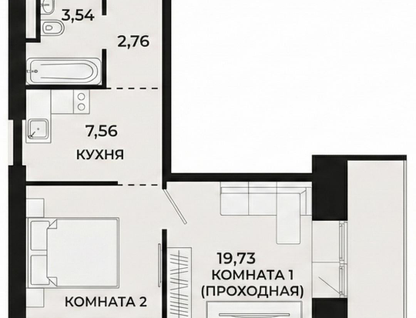 2-к. квартира, 41,7&nbsp;м²