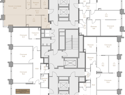 2-к. квартира, 123 м²