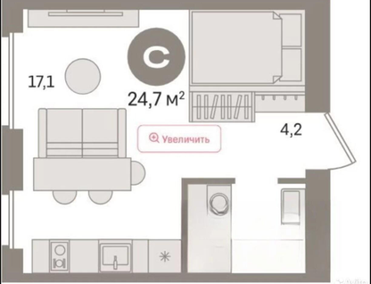 Студия, 24,7 м²