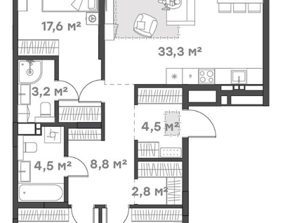 3-к. квартира, 105,5&nbsp;м²