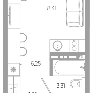 Студия, 21&nbsp;м²