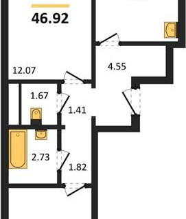 2-к. квартира, 46,9&nbsp;м²